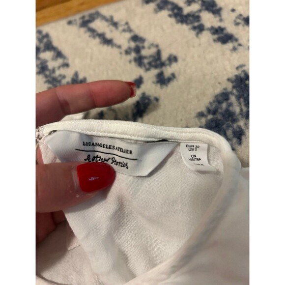 & OTHER STORIES Los Angeles Atelier White Flutter Sleeve Blouse - Picture 7 of 7